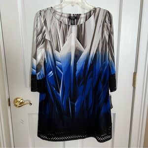 NWT Womens ALFANI 3/4 Sleeve Ombre Cutout Tunic Size Medium
